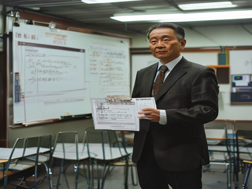 经过三天培训的高报师拿着证书，背景是简陋培训教室