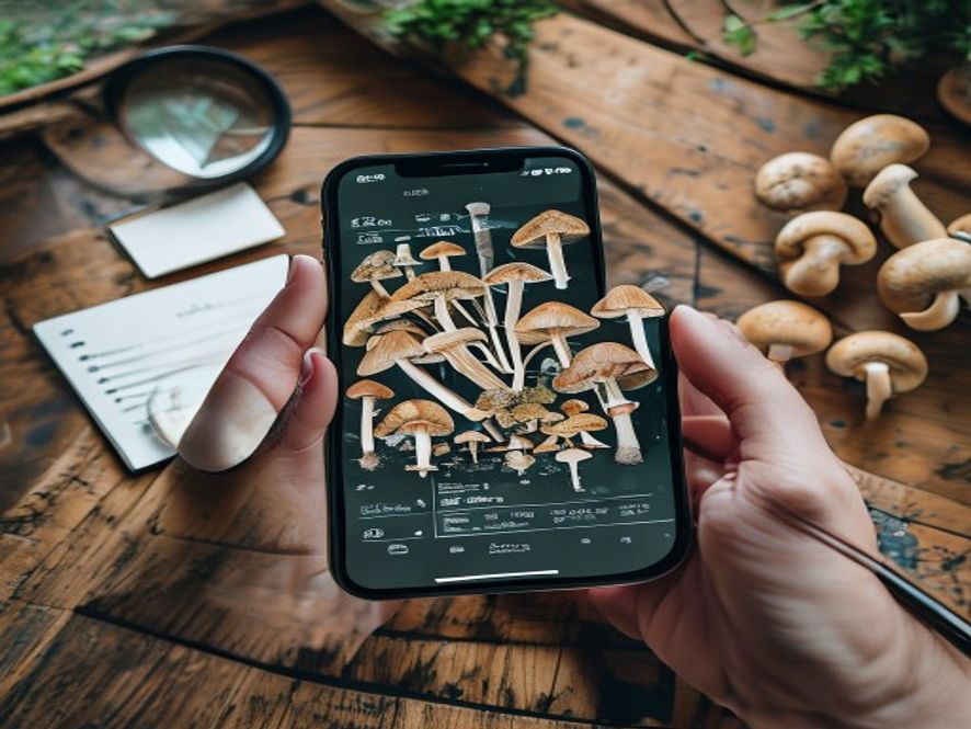 AI分析蘑菇图像的工作原理示意图