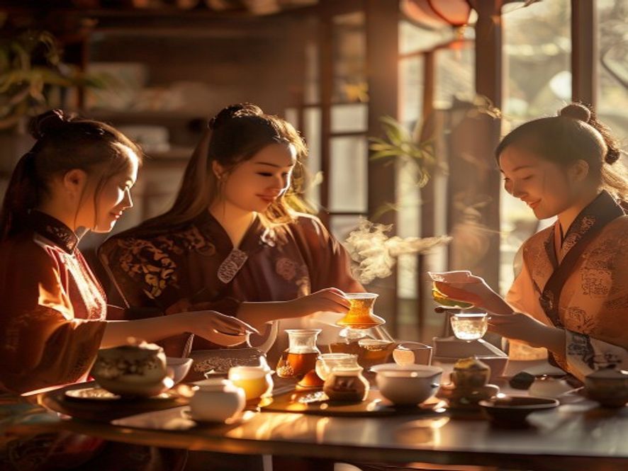 茶艺师表演泡茶，年轻人围观品尝冷萃单枞和手冲鸭屎香