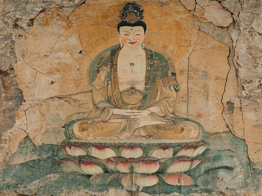 敦煌壁画中苗条的唐代弥勒菩萨像
