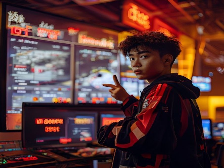 电竞选手在赛程表前紧张地握拳，身后屏幕上显示春季赛夏季赛S赛关键节点