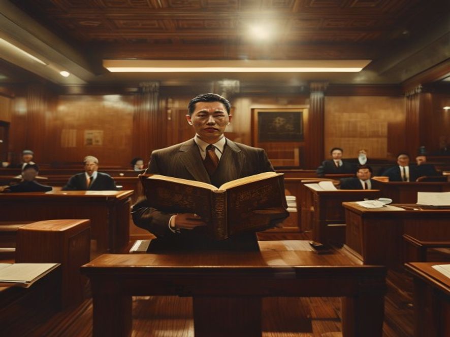 法庭中律师展示旧书作为物证争论版权问题