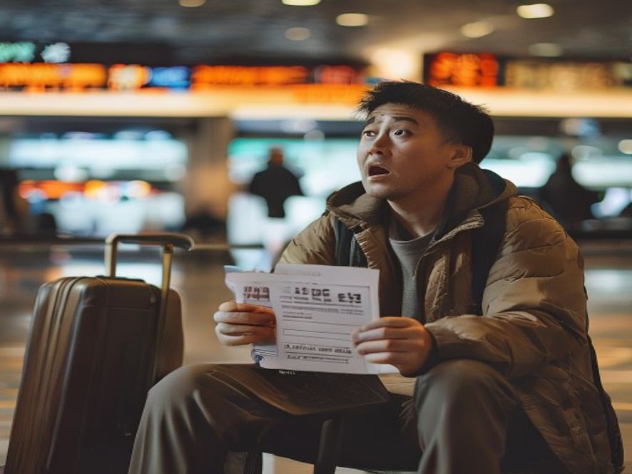 旅客拿着退票通知，显示1.5万机票仅退432元，表情震惊
