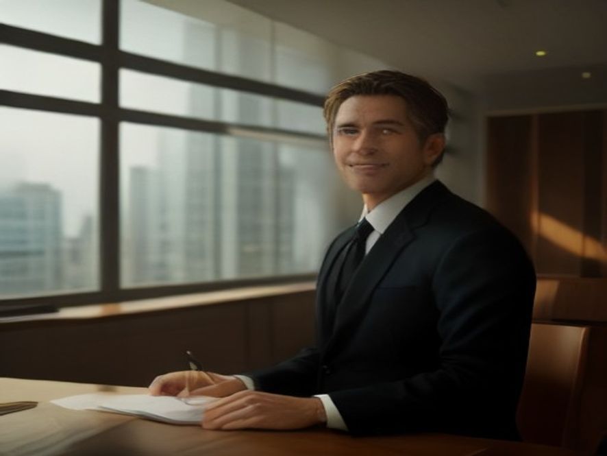 足球官员在办公室签署商业合同，旁边放着世界杯奖杯