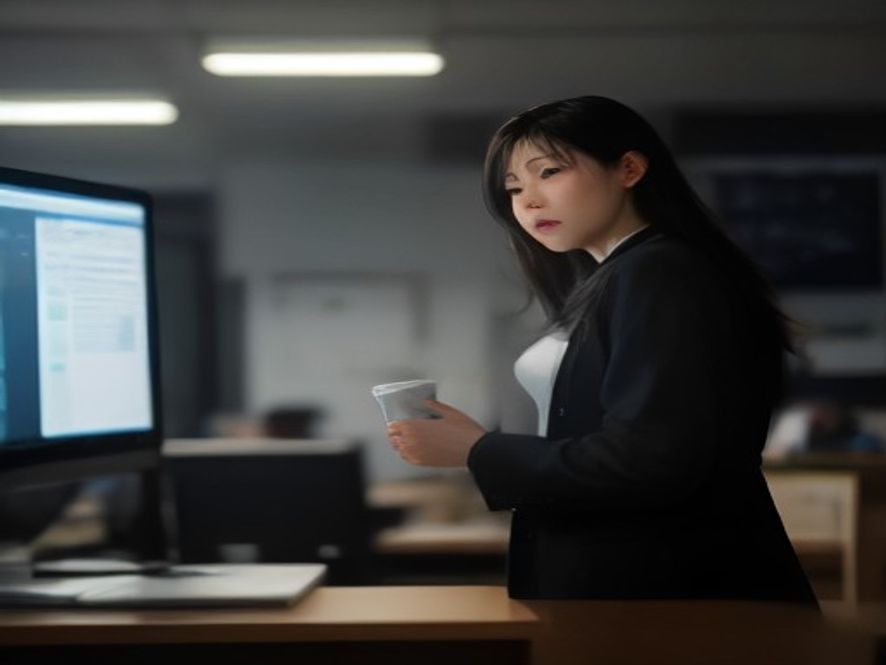 数据分析师盯着显示在线人数下滑曲线的屏幕，表情凝重