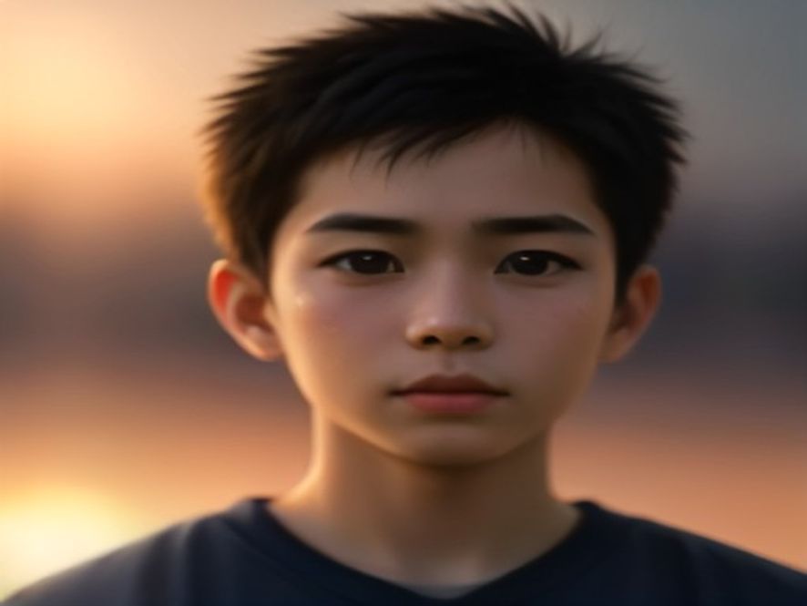 孩子含泪的眼睛里闪烁着骄傲的光芒