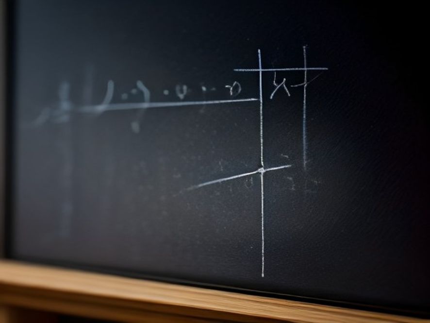 黑板上布满涂改和重写的数学公式，展现思考过程